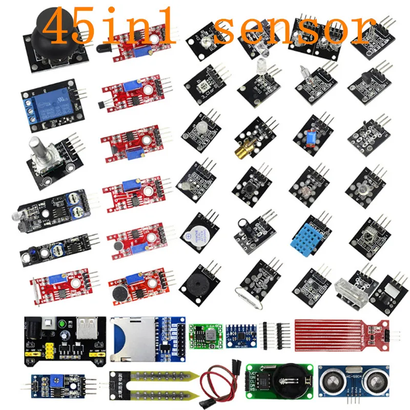 

For arduino 45 in 1 Sensors Modules Starter Kit better than 37in1 sensor kit 37 in 1 Sensor Kit box UNO R3 MEGA2560