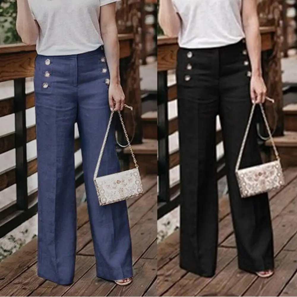 Wide Leg Long Pants Button High Waist Women Trousers Cotton Solid Color Buttons Linen Trousers
Wide Leg Long Pants Button High Waist Women Trousers Cotton Solid Color Buttons Linen Trousers