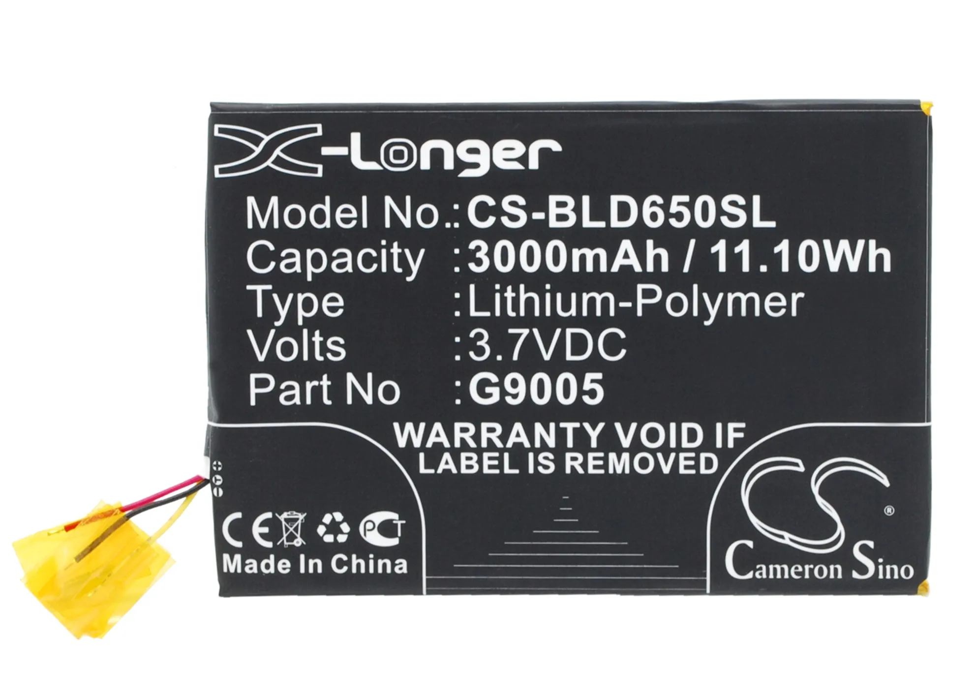 Cameron Sino 3000mAh Battery C946304300P, G9005 for BLU D650, D650A, D650i, D651, D651L, D651U, Studio 6.0, Studio 6.0 HD
Cameron Sino 3000mAh Battery C946304300P, G9005 for BLU D650, D650A, D650i, D651, D651L, D651U, Studio 6.0, Studio 6.0 HD