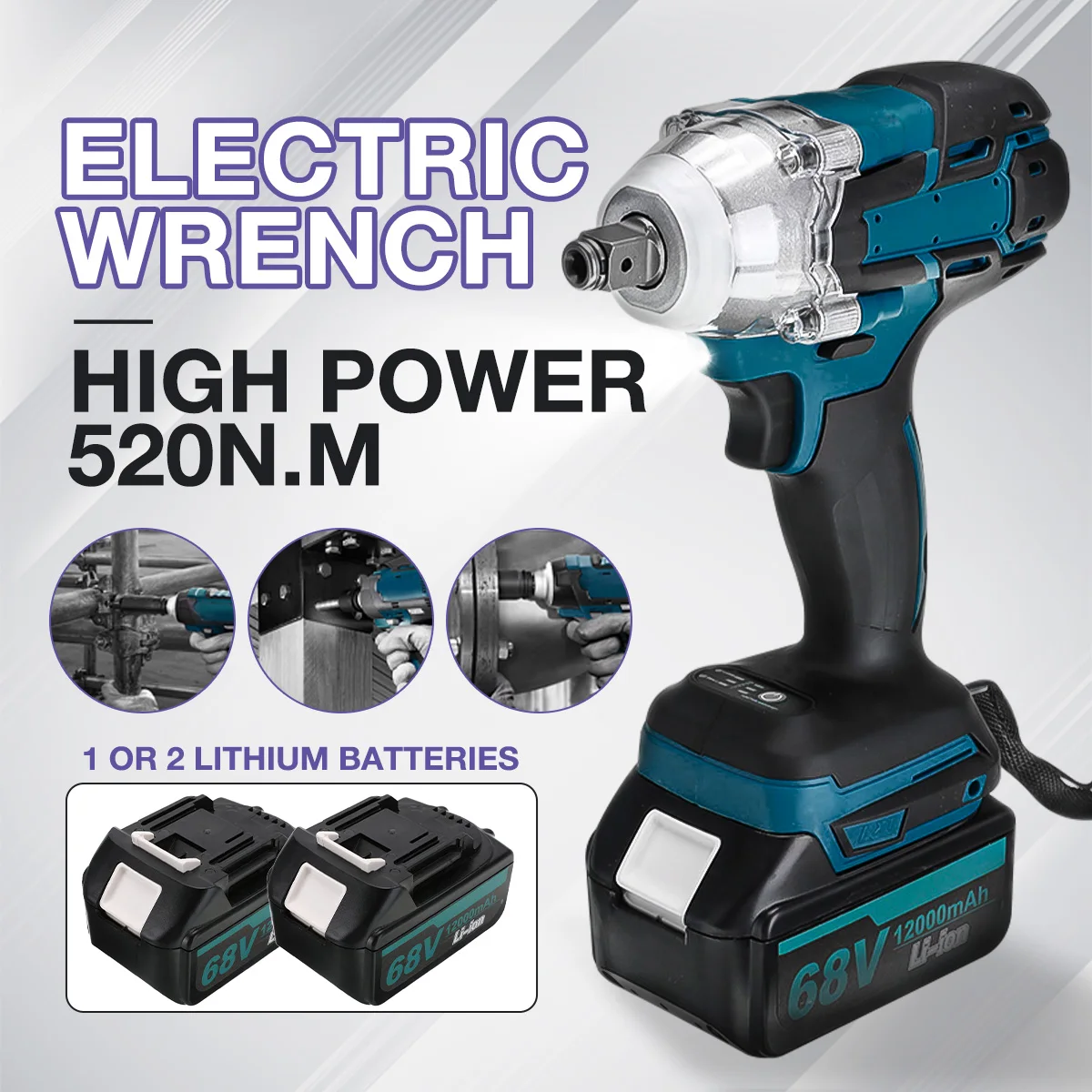 18V 520Nm Rechargeable 1/2 inch Wrench Power Tools Brushless Cordless Electric Impact Wrench Compatible For Makita 18V Battery
18V 520Nm Rechargeable 1/2 inch Wrench Power Tools Brushless Cordless Electric Impact Wrench Compatible For Makita 18V Battery