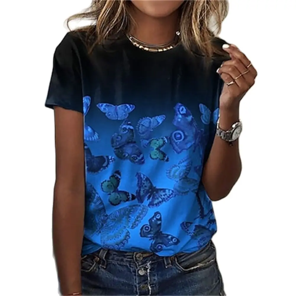 Butterfly T-shirt For Women O-neck Tees Summer New Gradual Retro Short Sleeve Senior Top Oversized Pullover Design Daily Clothes
Butterfly T-shirt For Women O-neck Tees Summer New Gradual Retro Short Sleeve Senior Top Oversized Pullover Design Daily Clothes