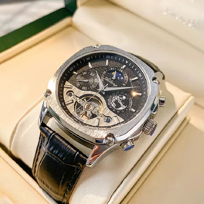 AILANG Skeleton Tourbillon Men Mechanical Watch Luxury Automatic Watches Stainless Steel Moon Phase Wristwatch Relogio Masculino
AILANG Skeleton Tourbillon Men Mechanical Watch Luxury Automatic Watches Stainless Steel Moon Phase Wristwatch Relogio Masculino
