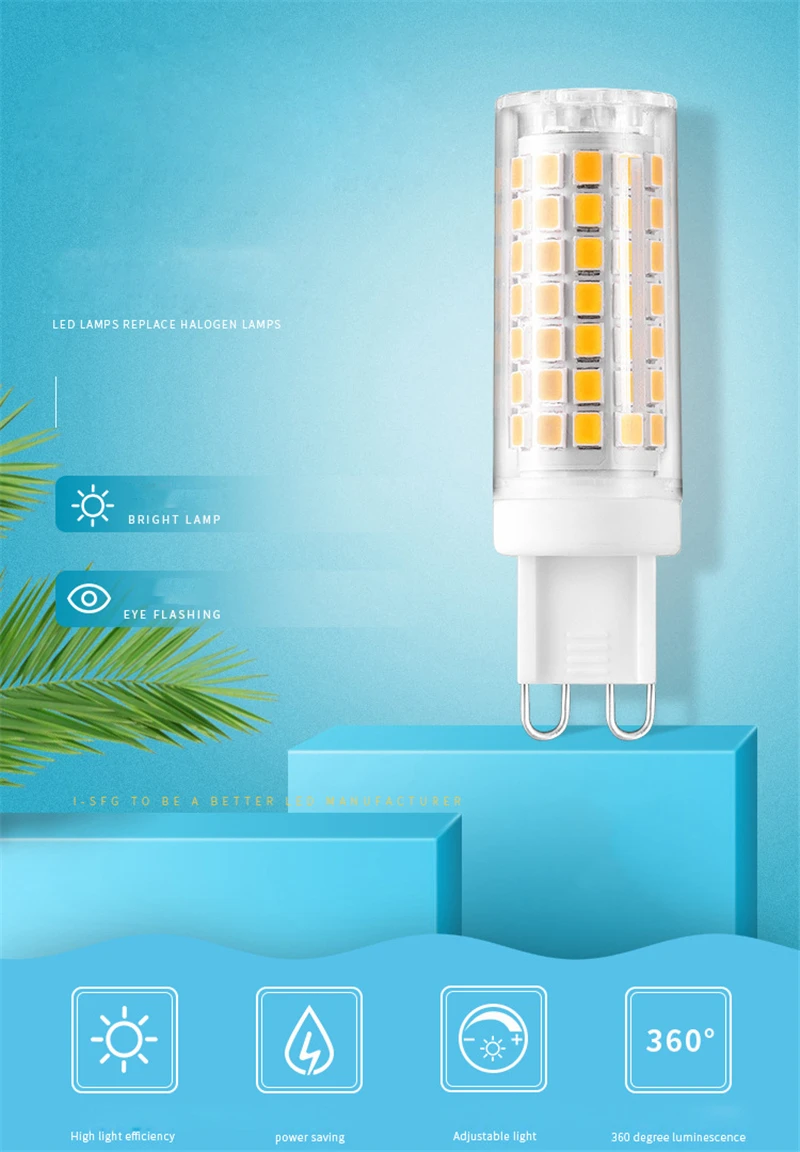 Яркая светодиодная лампа G9 SMD2835, керамическая лампа теплого/холодного белого света, 220 В переменного тока, 5 Вт, 7 Вт, 9 Вт, 12 Вт
Яркая светодиодная лампа G9 SMD2835, керамическая лампа теплого/холодного белого света, 220 В переменного тока, 5 Вт, 7 Вт, 9 Вт, 12 Вт
