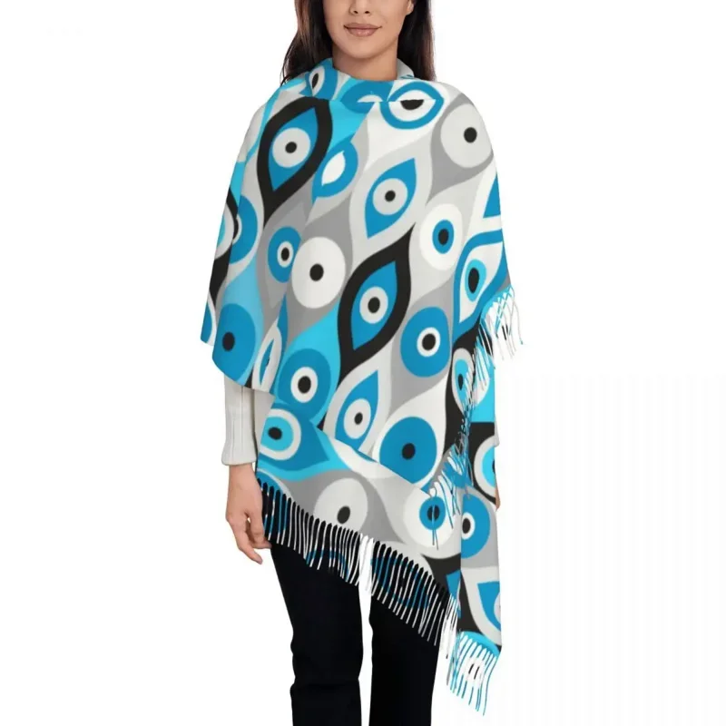 Women'S Scarf With Tassel Greek Evil Eye Large Winter Fall Shawl And Wrap Nazar Amulet Boho Gifts Pashmina Scarves 
Women'S Scarf With Tassel Greek Evil Eye Large Winter Fall Shawl And Wrap Nazar Amulet Boho Gifts Pashmina Scarves
