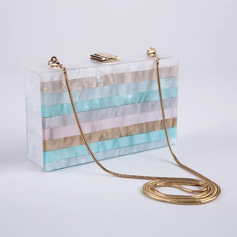 Spring and Summer New Splice Stripe Acrylic Chain Bag Colorful Handheld Dinner One Shoulder Crossbody Small Square Bag Female
Spring and Summer New Splice Stripe Acrylic Chain Bag Colorful Handheld Dinner One Shoulder Crossbody Small Square Bag Female