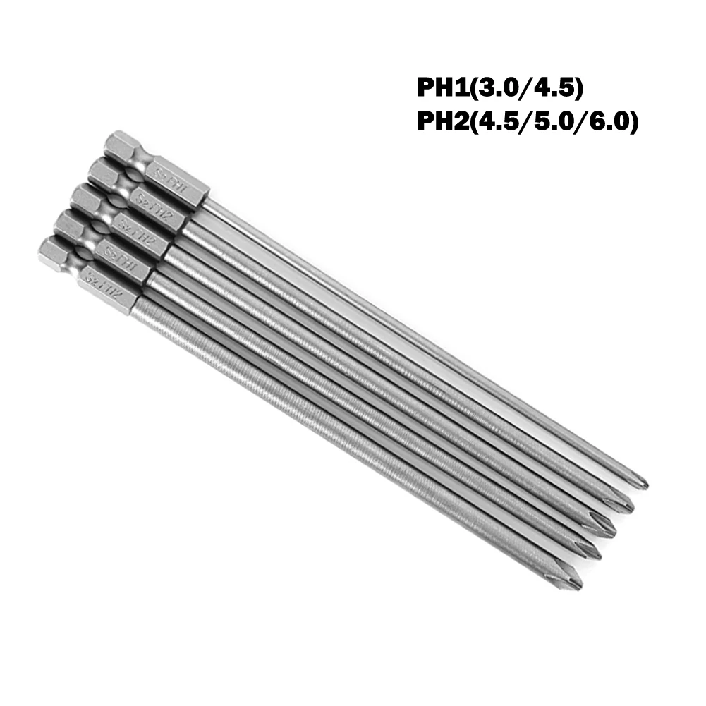5 Pcs Screwdriver Bits W/ 6.35mm Shank 150mm Long PH1 PH2 Power Driver Tool Cross Screwdriver Bits
5 Pcs Screwdriver Bits W/ 6.35mm Shank 150mm Long PH1 PH2 Power Driver Tool Cross Screwdriver Bits