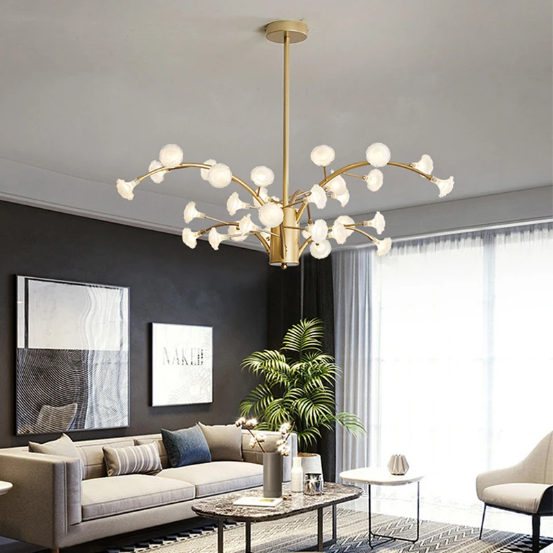 

European Luxury Creative G4 Pendant Light Flower Branch Glowworm Home Decor Living Dining Room Indoor Ceiling Fancy Chandelier