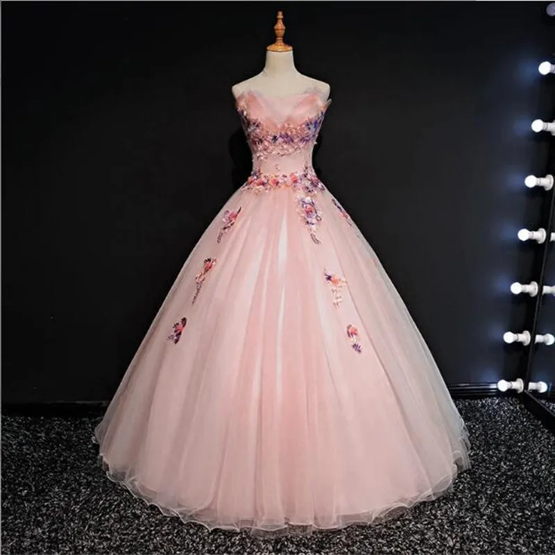 

Flower Appliques Quinceanera Dresses Luxury Women Beaded Sleeveless Vestido15 Anos Ball Gown For Formal Vintage Party Gown