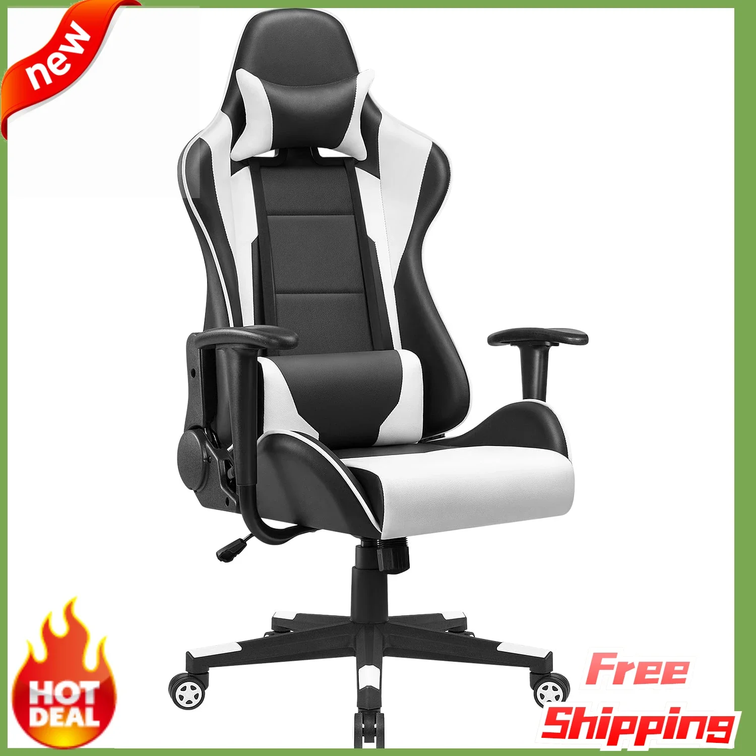 Lacoo Gaming Chair High Back Ergonomic Swivel PU Leather Racing Chair with Headrest, White Office Chairs Furniture | USA | NEW
Lacoo Gaming Chair High Back Ergonomic Swivel PU Leather Racing Chair with Headrest, White Office Chairs Furniture | USA | NEW