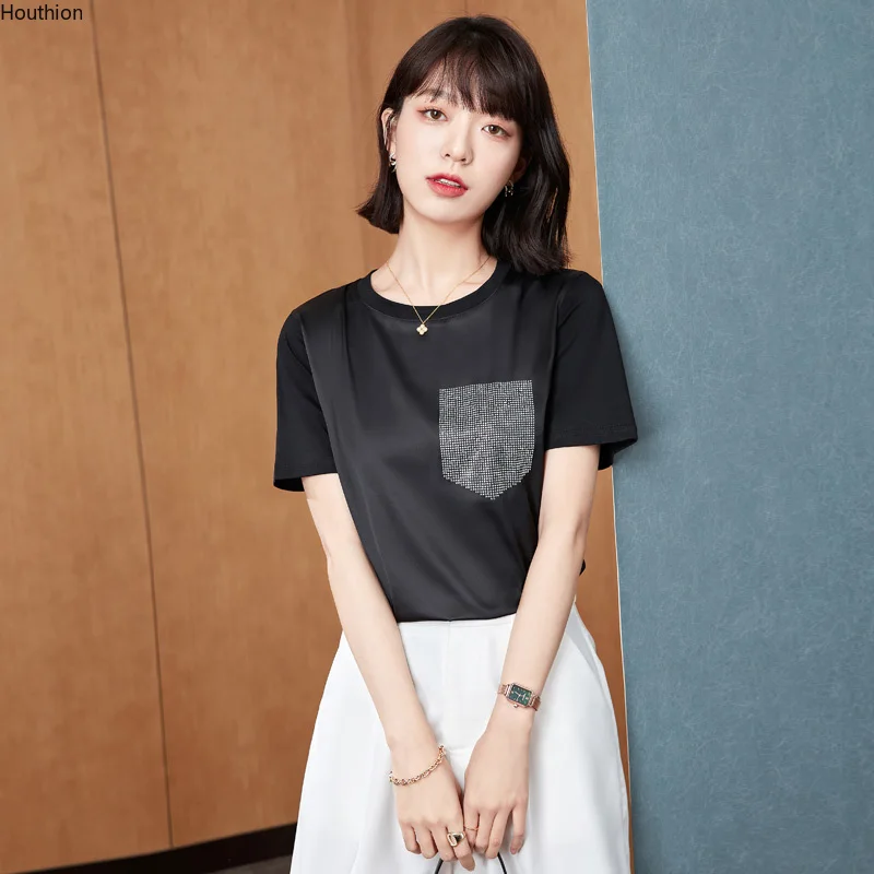 Летняя женская футболка с круглым вырезом, модные повседневные свободные топы с коротким рукавом, лоскутные однотонные нейлоновые хлопков... 
Летняя женская футболка с круглым вырезом, модные повседневные свободные топы с коротким рукавом, лоскутные однотонные нейлоновые хлопков...