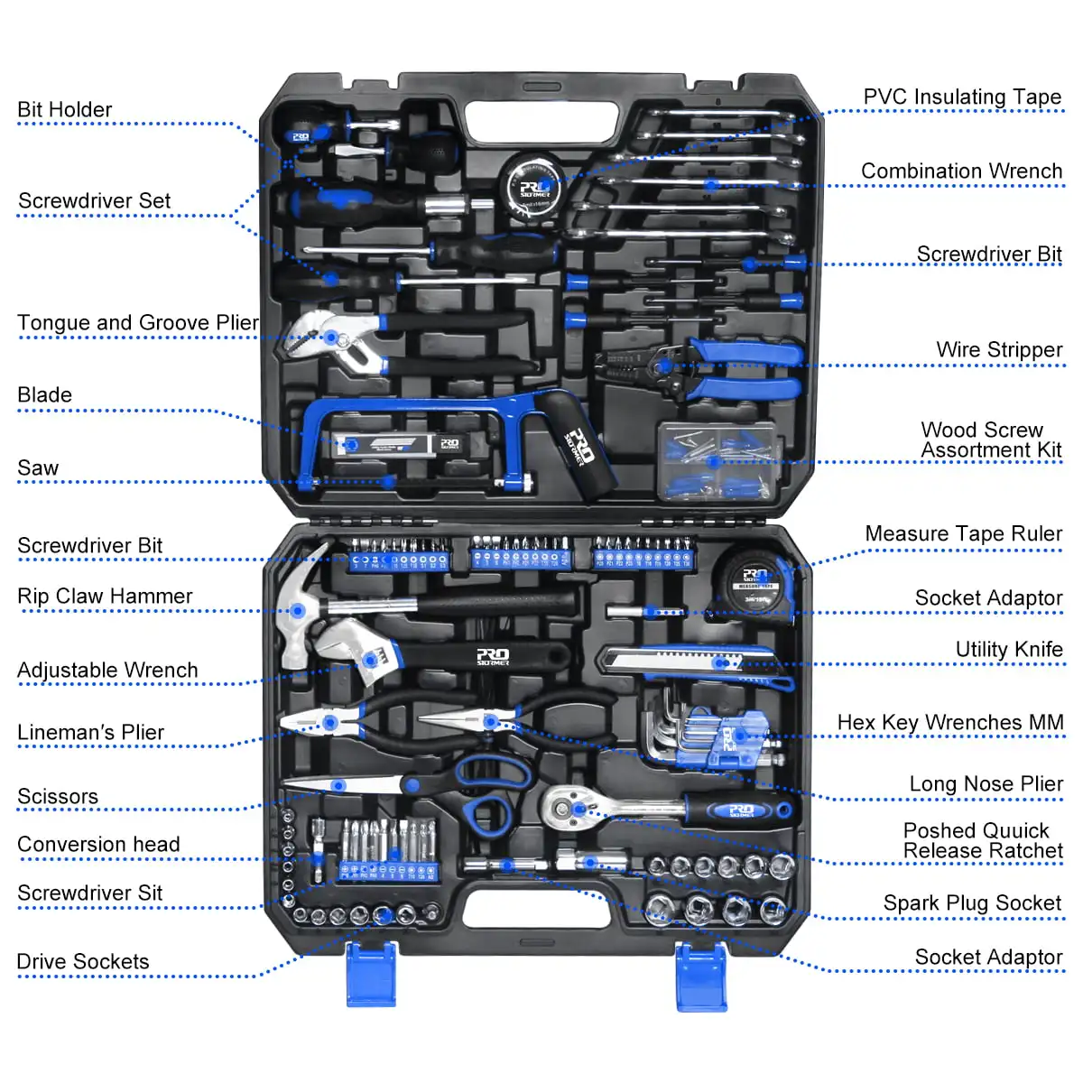198Pcs Hand Tool Set DIY Home Repair Kit Car Repair Tool Set Wrench Saw Screwdriver
198Pcs Hand Tool Set DIY Home Repair Kit Car Repair Tool Set Wrench Saw Screwdriver