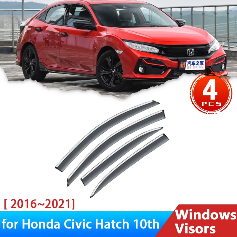 Дефлекторы для хэтчбека Honda Civic 10 ФК FK 2016 ~ 2021 аксессуары Автомобильные Боковые