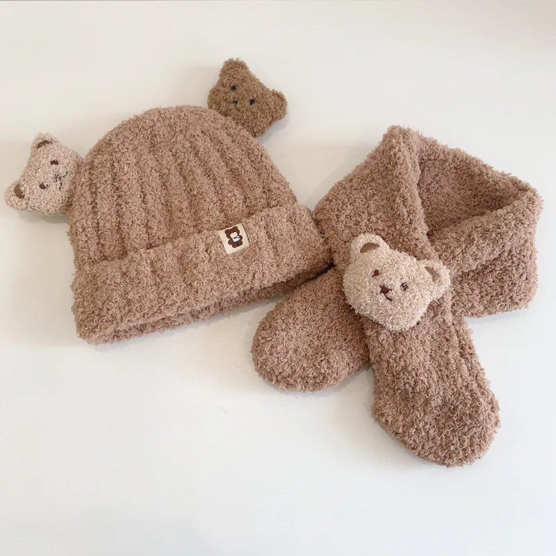 2PCS Winter Plush Baby Hat Scarfs Set Cute Bear Kids Hat Warm Kids Scarf Children Beanie Caps for Girls Boy Children Korea Style
2PCS Winter Plush Baby Hat Scarfs Set Cute Bear Kids Hat Warm Kids Scarf Children Beanie Caps for Girls Boy Children Korea Style