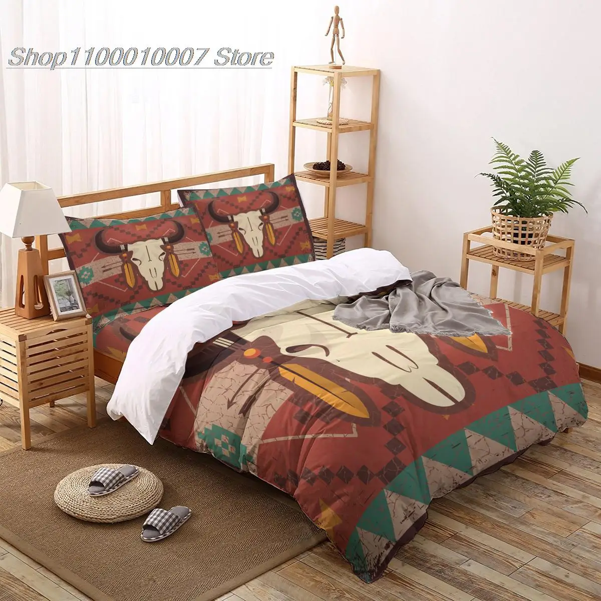 Indian Bull Skull Art Bedding Set Duvet Cover Set Fashion Design Bed Printing Pillowcase Bed Linen Queen Size Home Textile
Indian Bull Skull Art Bedding Set Duvet Cover Set Fashion Design Bed Printing Pillowcase Bed Linen Queen Size Home Textile