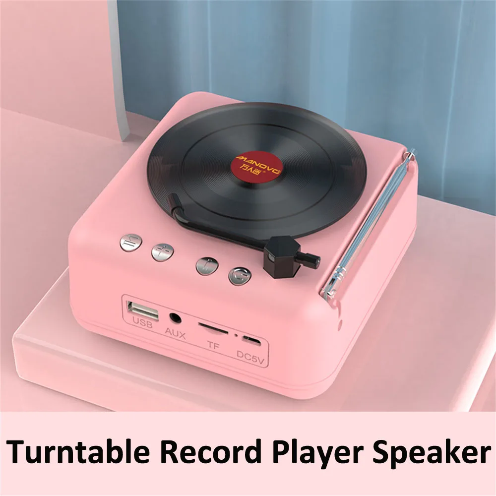

Retro Vinyl Wireless Speakers Turntable Record Player 3D Stereo HIFI Bass Bluetooth Speaker With FM Radio TF Card Slot U Disk