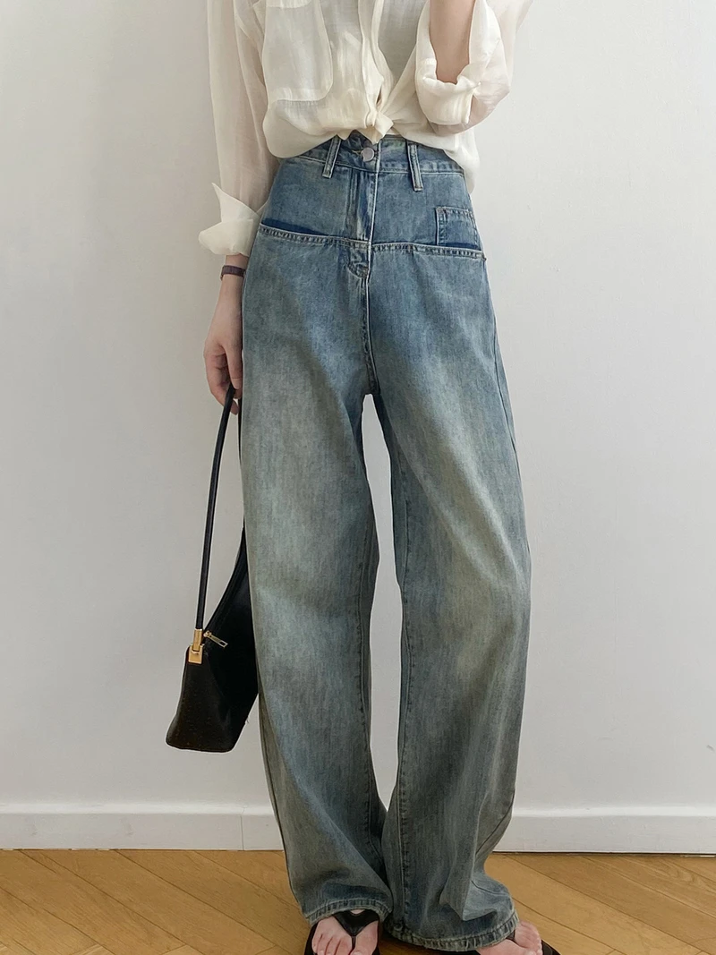 Autumn Fashion Women Sweet Loose Bleached Do Old High Waist Wide Leg Jeans Girl Denim Straight Denim Pants Vintage Baggy Jean 
Autumn Fashion Women Sweet Loose Bleached Do Old High Waist Wide Leg Jeans Girl Denim Straight Denim Pants Vintage Baggy Jean
