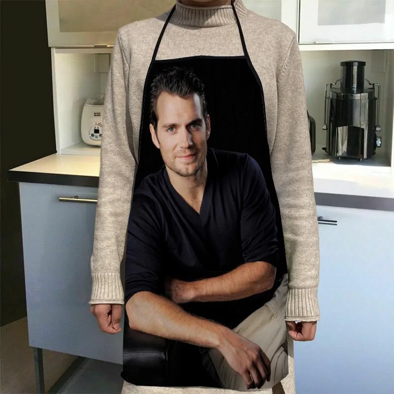 

New Arrival Henry Cavill Apron Kitchen Aprons For Women Oxford Fabric Cleaning Pinafore Home Cooking Accessories Apron