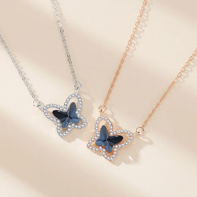 S925 Sterling Silver Necklace Butterfly Pendant Crystal Simplicity All-Match Clavicle Chain Female Jewelry
S925 Sterling Silver Necklace Butterfly Pendant Crystal Simplicity All-Match Clavicle Chain Female Jewelry
