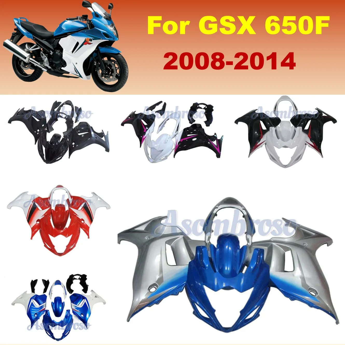Комплект обтекателей послепродажного обслуживания для GSX650F 2008 2009 2010 2011 2012 2013 2014 GSX