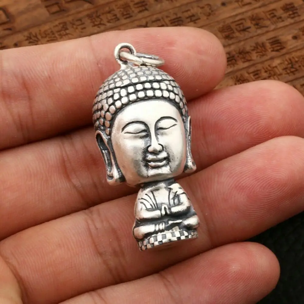 Чистое Серебро S990 пробы, для мужчин и женщин, счастливая ретро Будда, статуэтка-подвеска 23g 
Чистое Серебро S990 пробы, для мужчин и женщин, счастливая ретро Будда, статуэтка-подвеска 23g