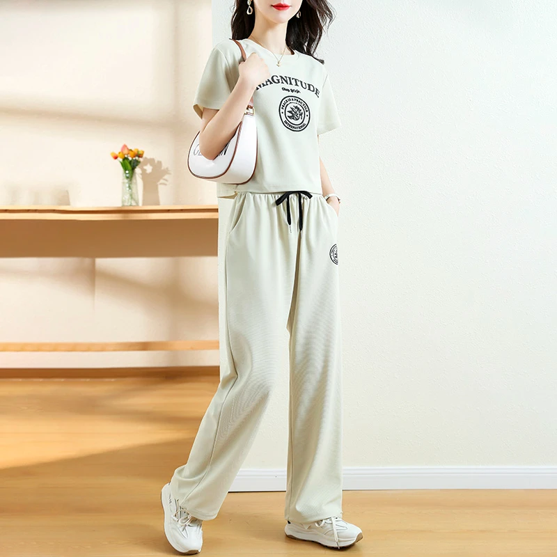 2023 Summer Women Loose Short Sleeve Two Piece Set Solid Pullover + Sweatpants 2pcs Sets Female Casual Clothing Outfits
2023 Summer Women Loose Short Sleeve Two Piece Set Solid Pullover + Sweatpants 2pcs Sets Female Casual Clothing Outfits