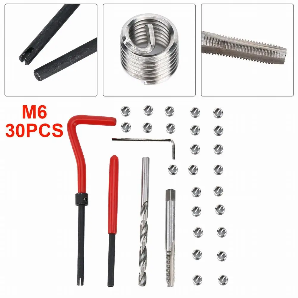 30Pcs/Set Metric Thread Repair Insert Kit M6*1MM Coil Set Tool For Engine Repair M6 Thread Tap Repair Tool
30Pcs/Set Metric Thread Repair Insert Kit M6*1MM Coil Set Tool For Engine Repair M6 Thread Tap Repair Tool