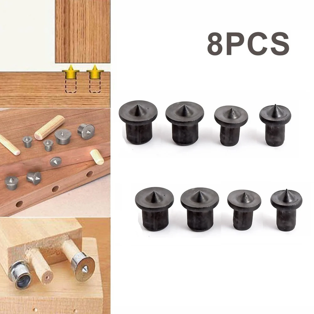 

8Pcs Dowel Tenon Center Set Woodworking Top Locator Roundwood Punch 6/8/10/12mm Wooden furniture centering point Punching Accs