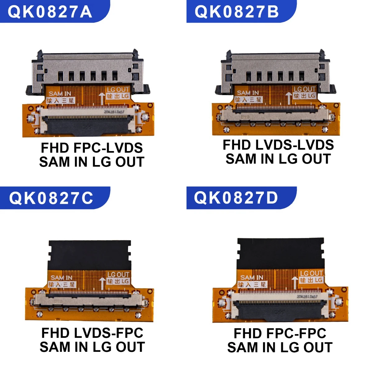 

QK0827A/B/C/D 51P FHD LVDS FPC FFC LCD LED TCON Signal transfer board adapter plate Samsung to LG power conversion