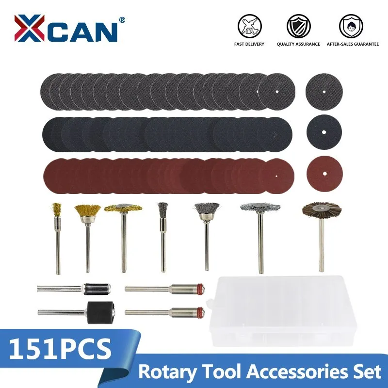 XCAN 151pcs Abrasive Tool Accessory Kit,Sandpaper,Metal Cutting Disc,Polishing Wire Brush for Dremel Rotary Tools 
XCAN 151pcs Abrasive Tool Accessory Kit,Sandpaper,Metal Cutting Disc,Polishing Wire Brush for Dremel Rotary Tools