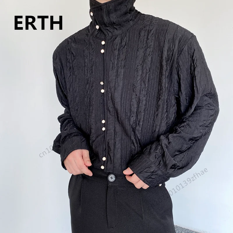 Мужская плиссированная рубашка ERTH, однотонная однобортная рубашка с длинным рукавом, корейский стиль, весна 2023
Мужская плиссированная рубашка ERTH, однотонная однобортная рубашка с длинным рукавом, корейский стиль, весна 2023