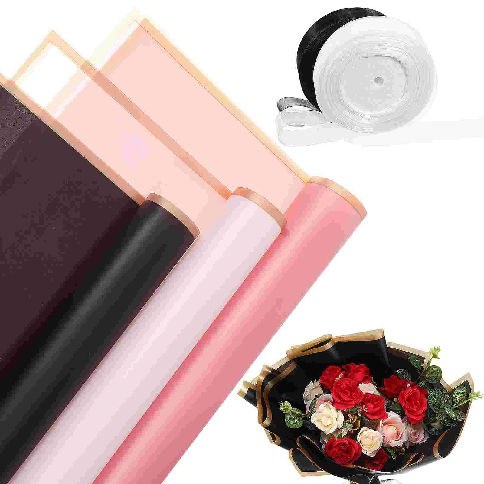 

60 Sheets Bouquet Wrapping Paper Flower Bouquet Wrapping Paper Floral Packaging Paper With Ribbons