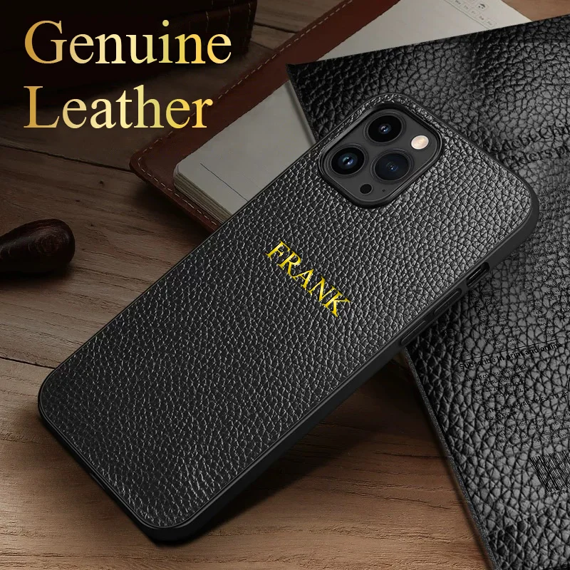 For iPhone 14 13 12 11 Pro Max Case Luxury Litchi Grain Real Genuine Leather Personalised Custom Name Initials Monogram Cover
For iPhone 14 13 12 11 Pro Max Case Luxury Litchi Grain Real Genuine Leather Personalised Custom Name Initials Monogram Cover