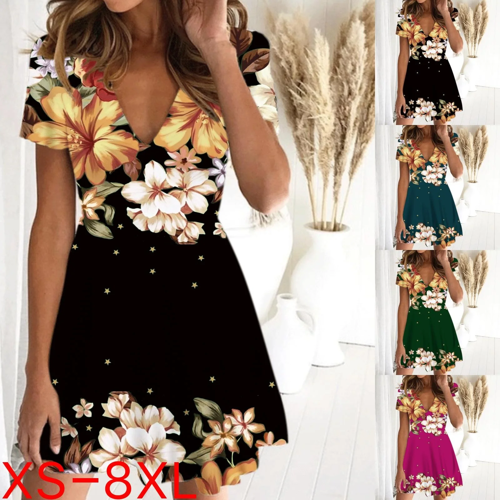 2023 Women Summer Fashion Sexy V-neck Short Sleeve Mini Plus Size Girl Dress Skirt Top Retro Dress
2023 Women Summer Fashion Sexy V-neck Short Sleeve Mini Plus Size Girl Dress Skirt Top Retro Dress