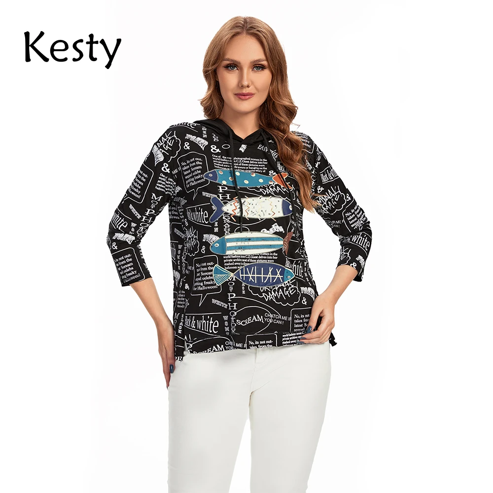 KESTY Women's Plus Size Hoodies Spring Cotton 3/4 Sleeve Print Fashion Graphic Stretch Loose Top
KESTY Women's Plus Size Hoodies Spring Cotton 3/4 Sleeve Print Fashion Graphic Stretch Loose Top