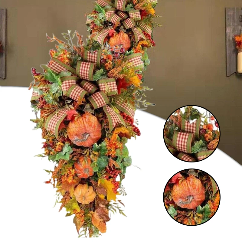Artificial Pumpkins/Berries/Maple Leaves Autumn Faux Flower Wreath Fall Harvest Teardrop Shape Hanging Party Wall Door Decor
Artificial Pumpkins/Berries/Maple Leaves Autumn Faux Flower Wreath Fall Harvest Teardrop Shape Hanging Party Wall Door Decor