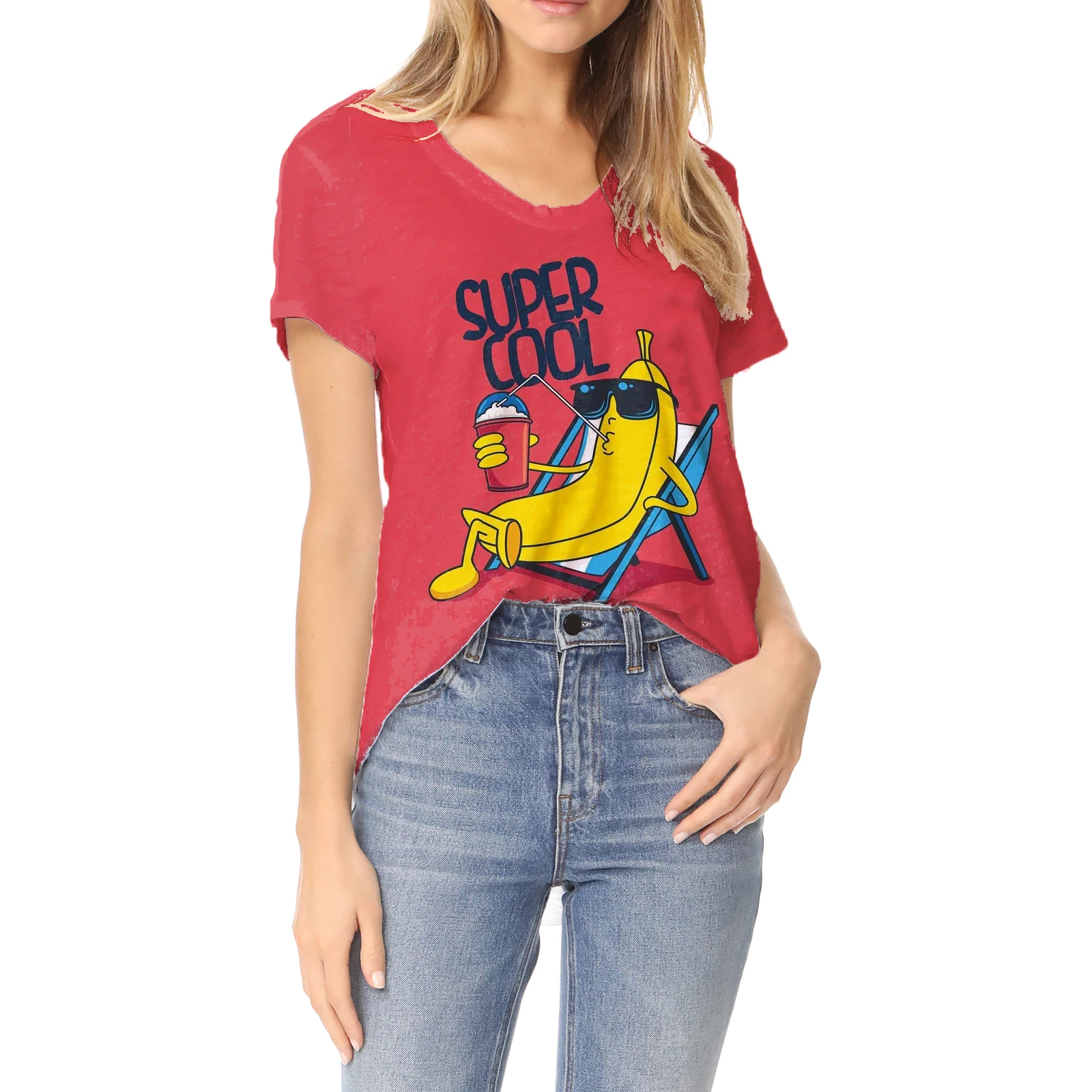 3D printed letter pattern women's T-shirt fashionable V-neck short sleeved women's casual and beautiful pattern large top
3D printed letter pattern women's T-shirt fashionable V-neck short sleeved women's casual and beautiful pattern large top