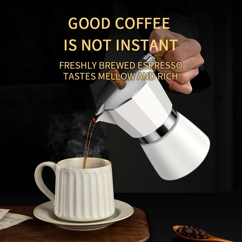 Portable Moka Pot Coffee Maker Espresso Geyser Coffee Machine Pot Kettle Coffee Latte Percolator Stoveto Coffee Filter Tools 
Portable Moka Pot Coffee Maker Espresso Geyser Coffee Machine Pot Kettle Coffee Latte Percolator Stoveto Coffee Filter Tools