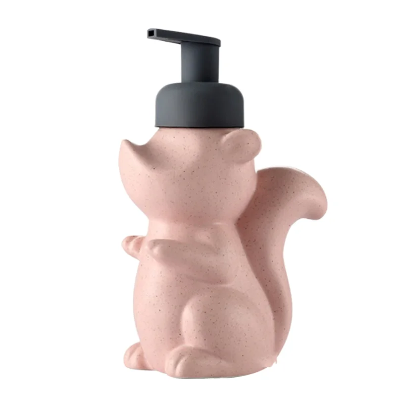 

Squirrel Lotion Bottle Bathroom Products Ceramics Soap Dispenser Handwashing Fluid Dispenser Bathroom Pink