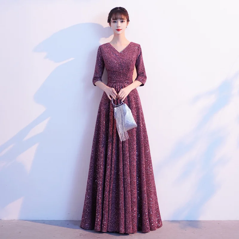 Sequins Women Evening Dress Sexy V-Neck Half Sleeve Banquet Pleated Dresses Elegant Long Skirt Large Size 3XL Prom Gown Vestidos
Sequins Women Evening Dress Sexy V-Neck Half Sleeve Banquet Pleated Dresses Elegant Long Skirt Large Size 3XL Prom Gown Vestidos