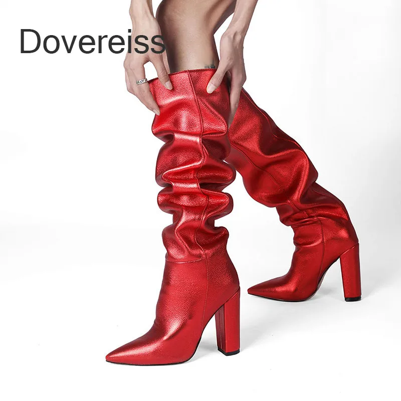 Dovereiss 2022 Fashion Female Block Heels Yellow Purple Red Knee High Boots Winter New Pointed toe Big Size 41 42 43 44 45 46 47
Dovereiss 2022 Fashion Female Block Heels Yellow Purple Red Knee High Boots Winter New Pointed toe Big Size 41 42 43 44 45 46 47