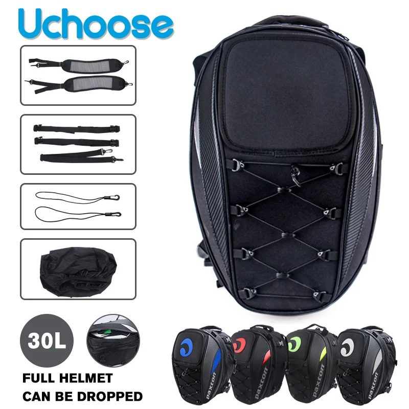 

5 Color Motorcycle Saddle Bag 30L High-Capacity Waterproof Helmet Bag Expandable Multifunction Motorcycle Rear Seat Bag