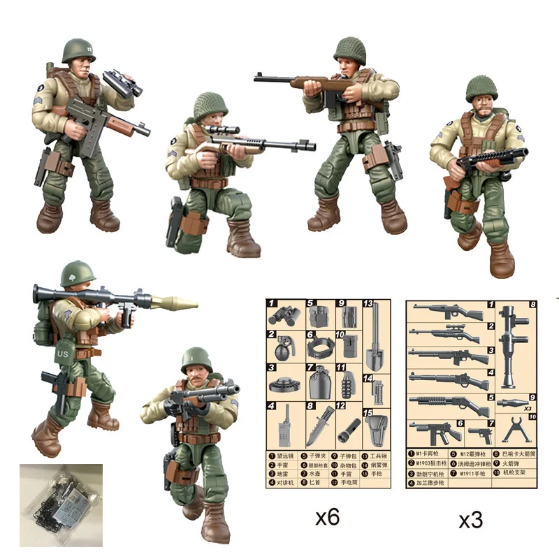 

Ww2 America Military Troops Batisbrick Mega Building Block World War United States Army Forces Action Figures Weapon Brick Toy