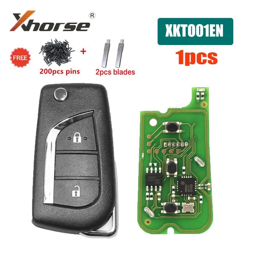 

1pcs Xhorse XKTO01EN Wired Universal Remote Key for Toyota 2 Buttons Car Remote Key for VVDI Key Tool/VVDI2 Car Key with Blades