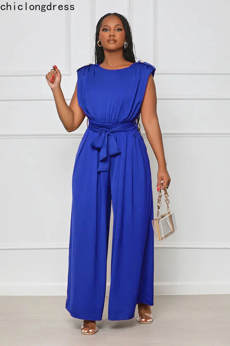 Summer Fashion Sleeveless Wide Leg Jumpsuit Women Sexy Backless Loose Solid Round Neck Sleeveless Belt Long Jumpsuit Women
Summer Fashion Sleeveless Wide Leg Jumpsuit Women Sexy Backless Loose Solid Round Neck Sleeveless Belt Long Jumpsuit Women