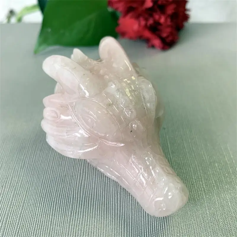 7cm Natural Rose Quartz Crystal Handmade Carved Dragon Head Skull Polished Animal Powerful Statue for Home Decoration Gift
7cm Natural Rose Quartz Crystal Handmade Carved Dragon Head Skull Polished Animal Powerful Statue for Home Decoration Gift