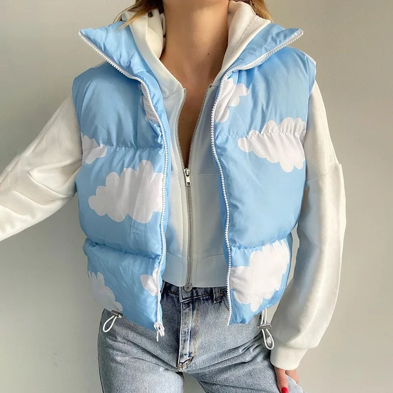 Winter New 2022 Stand-collar Cloud Print Zipper Sleeveless Women's Short Cotton-padded Jacket Vest
Winter New 2022 Stand-collar Cloud Print Zipper Sleeveless Women's Short Cotton-padded Jacket Vest