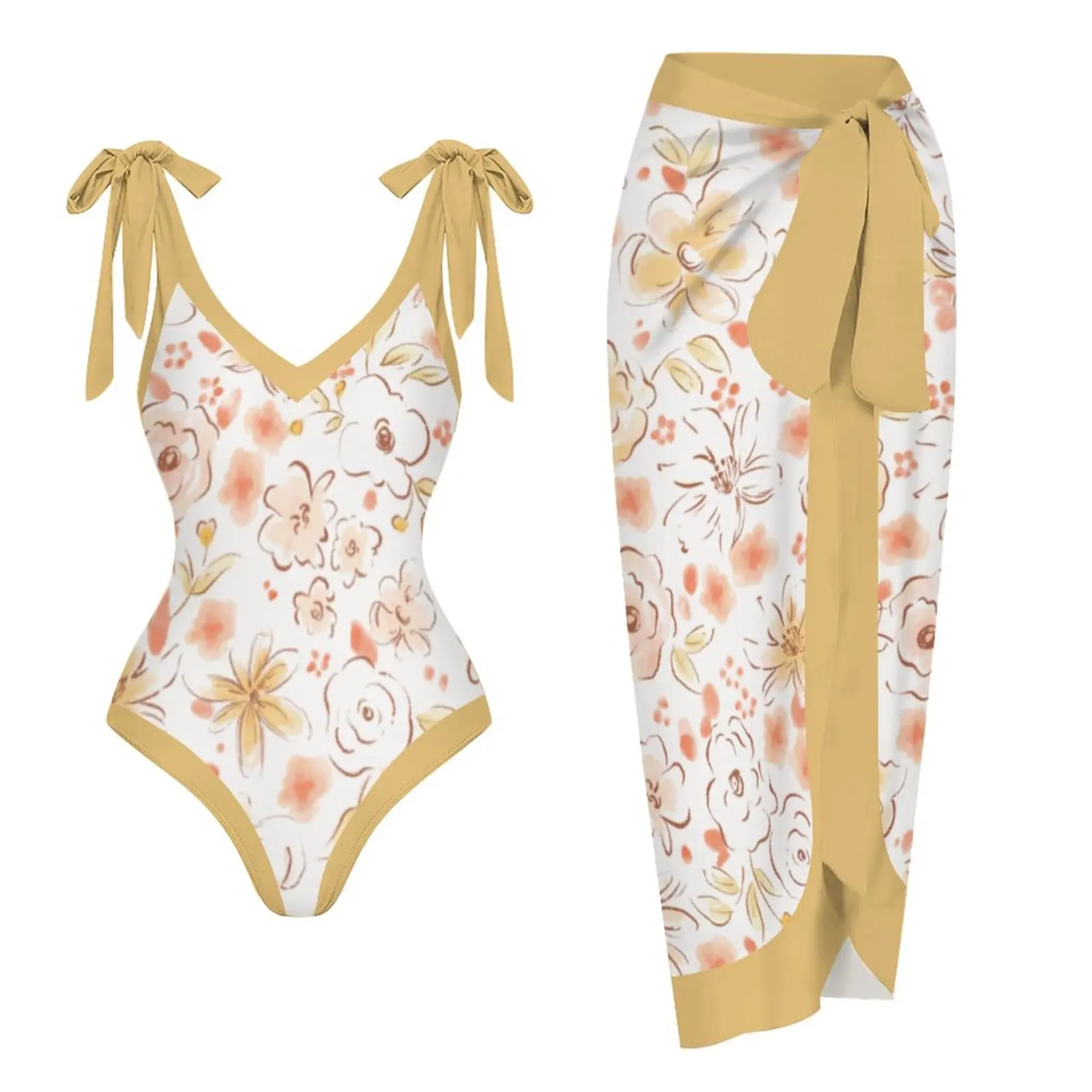 Yellow Flolar Tankini With Cover Up Swimsuit 2 Pieces Women String Bathing Suits Micro Monokini Summer Beach Swimwear For Girls
Yellow Flolar Tankini With Cover Up Swimsuit 2 Pieces Women String Bathing Suits Micro Monokini Summer Beach Swimwear For Girls