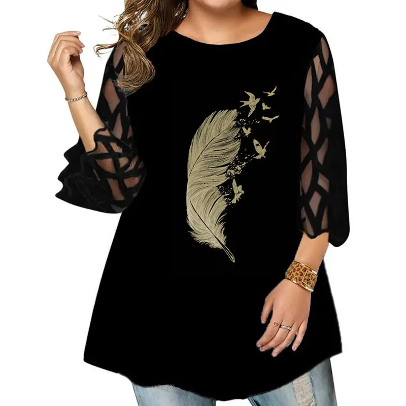 Summer Women Fashion Tee 8XL 7XL 6XL 5XL Round Neck Lace Sleeve Feather Print Loose Casual Tee
Summer Women Fashion Tee 8XL 7XL 6XL 5XL Round Neck Lace Sleeve Feather Print Loose Casual Tee