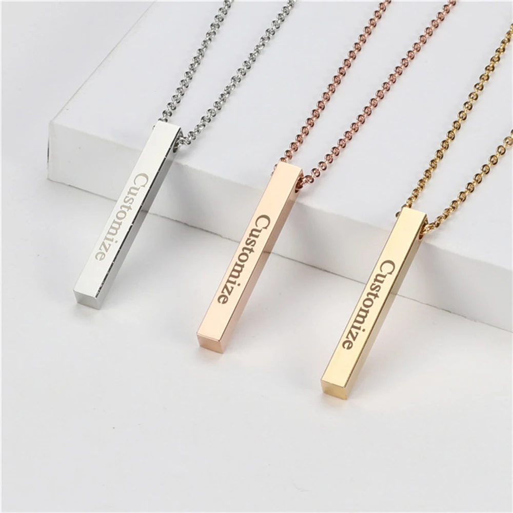 SUNIBI 4 Sides Engraving Long Column DIY Custom Name Pendants & Necklaces Men/Women Gift Personalized Name Bar Party Jewelry
SUNIBI 4 Sides Engraving Long Column DIY Custom Name Pendants & Necklaces Men/Women Gift Personalized Name Bar Party Jewelry