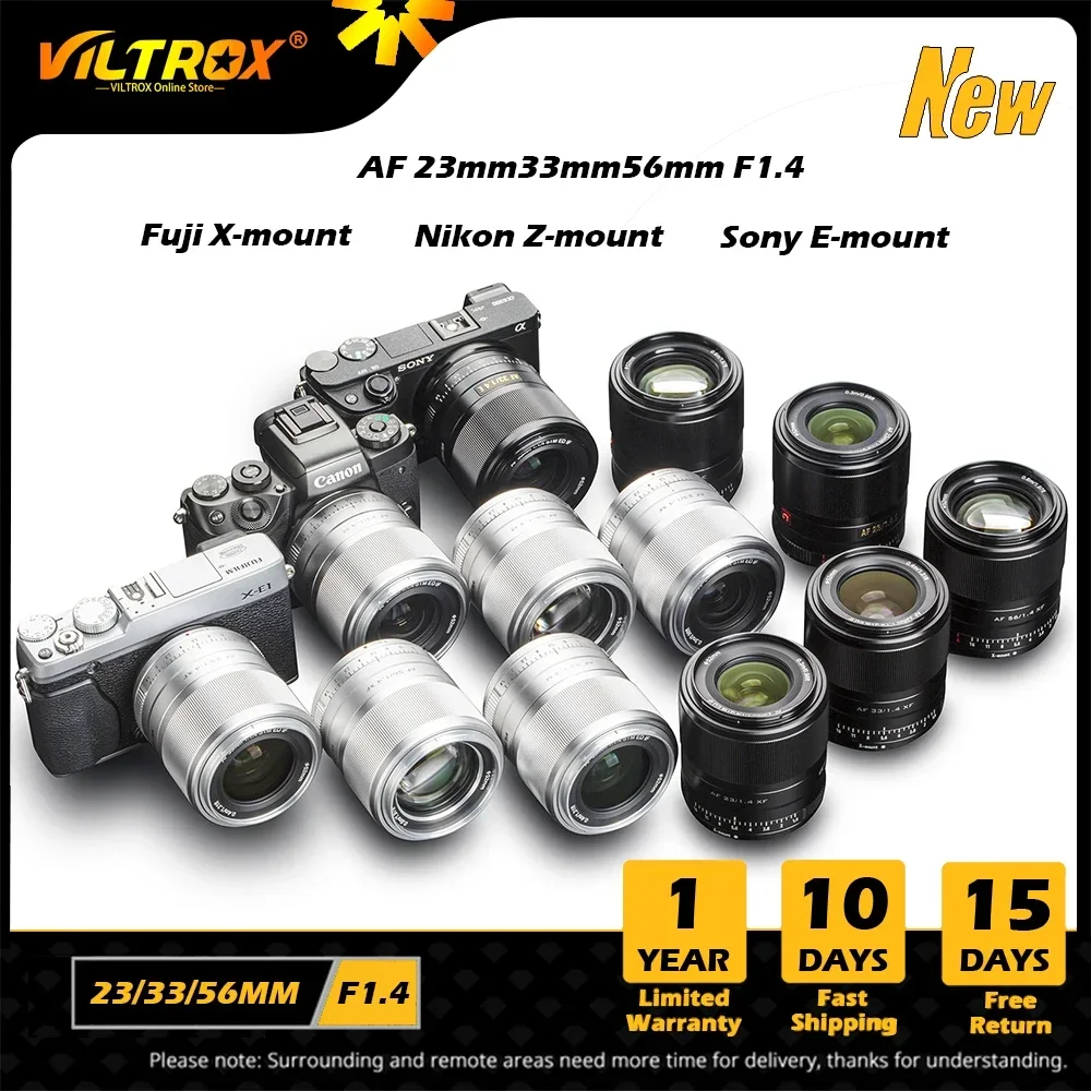 VILTROX 23mm 33mm 56mm 13mm F1.4 Fuji X Mount Lens Sony E Canon M Nikon Z mount Lens Auto Focus APS-C fujifilm XF Camera Lenses
VILTROX 23mm 33mm 56mm 13mm F1.4 Fuji X Mount Lens Sony E Canon M Nikon Z mount Lens Auto Focus APS-C fujifilm XF Camera Lenses